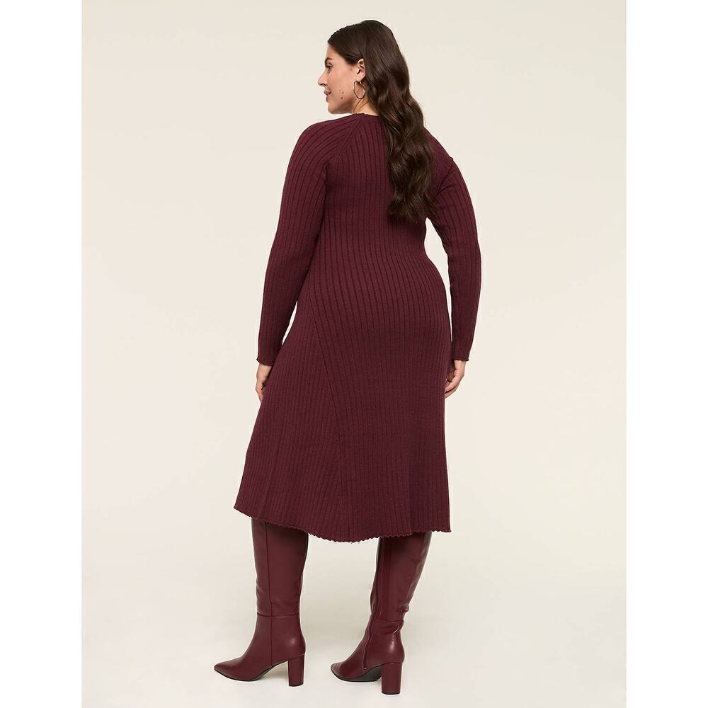 Lane Bryant Rib Sweater A Line Midi Dress Size 10/12 maroon Holiday Fall - Picture 2 of 13